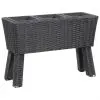 vidaXL Garden Raised Bed with Legs and 3 Pots 72x25x50 cm Poly Rattan Black