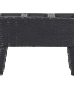 vidaXL Garden Raised Bed with Legs and 3 Pots 72x25x50 cm Poly Rattan Black