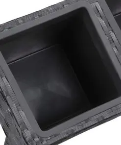 vidaXL Garden Raised Bed with Legs and 3 Pots 72x25x50 cm Poly Rattan Black