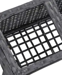 vidaXL Garden Raised Bed with Legs and 3 Pots 72x25x50 cm Poly Rattan Black