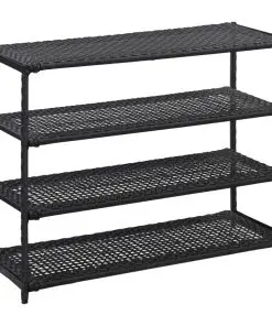 vidaXL Shoe Rack Black 80x30x60 cm Poly Rattan