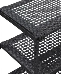 vidaXL Shoe Rack Black 80x30x60 cm Poly Rattan