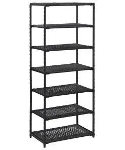 vidaXL Shoe Rack Black 50x30x120 cm Poly Rattan