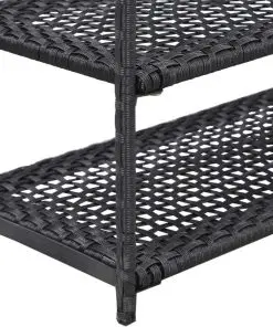 vidaXL Shoe Rack Black 50x30x120 cm Poly Rattan