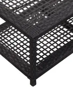 vidaXL Shoe Bench Black 80x40x30 cm Poly Rattan