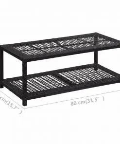 vidaXL Shoe Bench Black 80x40x30 cm Poly Rattan