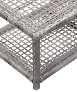 vidaXL Shoe Bench Grey 80x40x30 cm Poly Rattan