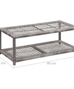 vidaXL Shoe Bench Grey 80x40x30 cm Poly Rattan