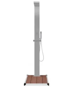 vidaXL Outdoor Shower with Tray WPC Stainless Steel