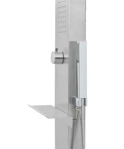 vidaXL Outdoor Shower with Tray WPC Stainless Steel