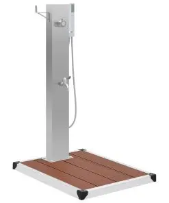 vidaXL Outdoor Shower with Tray WPC Stainless Steel