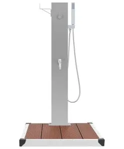 vidaXL Outdoor Shower with Tray WPC Stainless Steel