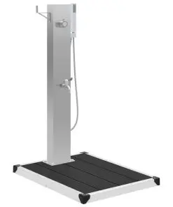 vidaXL Outdoor Shower with Tray WPC Stainless Steel