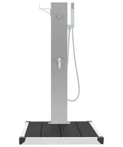 vidaXL Outdoor Shower with Tray WPC Stainless Steel