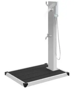 vidaXL Outdoor Shower with Tray WPC Stainless Steel