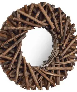 vidaXL Wall Mirror 40 cm Teak Round