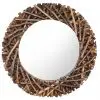 vidaXL Wall Mirror 60 cm Teak Round