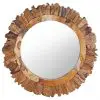 vidaXL Wall Mirror 60 cm Teak Round