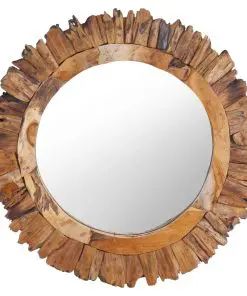 vidaXL Wall Mirror 60 cm Teak Round