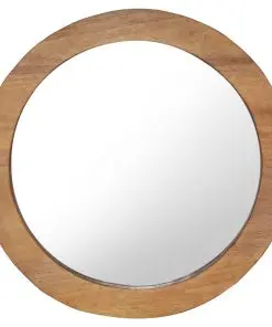 vidaXL Wall Mirror 60 cm Teak Round