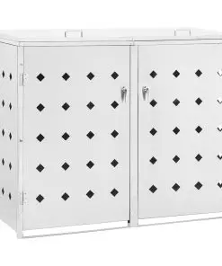 vidaXL Double Wheelie Bin Shed 240 L Stainless Steel