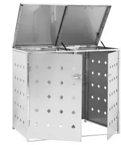 vidaXL Double Wheelie Bin Shed 240 L Stainless Steel
