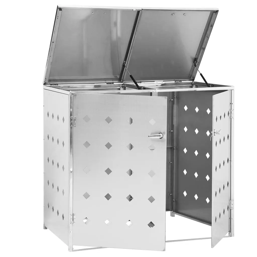 vidaXL Double Wheelie Bin Shed 240 L Stainless Steel
