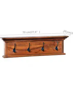 vidaXL Wall Mounted Coat Rack 70x10x20 cm Solid Teak Wood