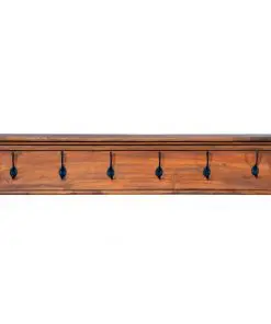 vidaXL Wall Mounted Coat Rack 100x10x20 cm Black Solid Teak Wood