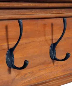 vidaXL Wall Mounted Coat Rack 100x10x20 cm Black Solid Teak Wood