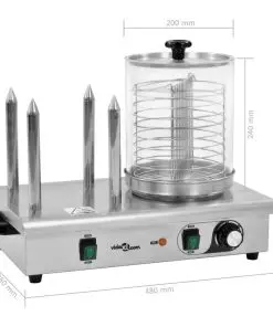 vidaXL Hot Dog Warmer with 4 Rods Stainless Steel 550 W