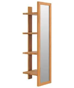 vidaXL Wall Mirror with Shelves 30x30x120 cm Solid Teak Wood
