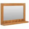vidaXL Wall Mirror with Shelf 60x12x40 cm Solid Teak Wood