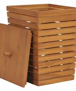 vidaXL Laundry Basket 30x30x45 cm Solid Teak Wood