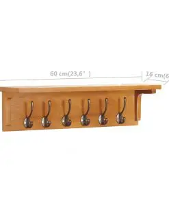 vidaXL Coat Rack 60x16x16 cm Solid Oak Wood