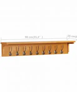 vidaXL Coat Rack 90x16x16 cm Solid Oak Wood