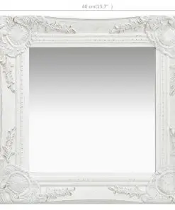 vidaXL Wall Mirror Baroque Style 40×40 cm White
