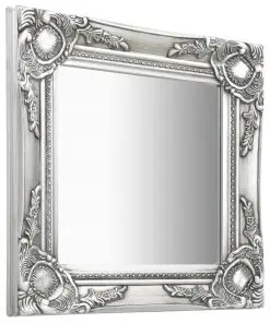 vidaXL Wall Mirror Baroque Style 40×40 cm Silver