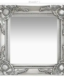 vidaXL Wall Mirror Baroque Style 40×40 cm Silver