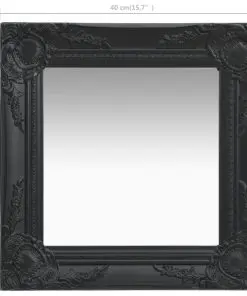 vidaXL Wall Mirror Baroque Style 40×40 cm Black