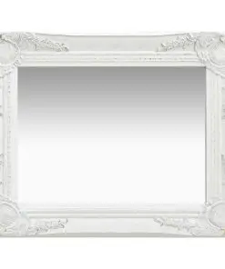 vidaXL Wall Mirror Baroque Style 50×40 cm White