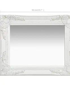 vidaXL Wall Mirror Baroque Style 50×40 cm White