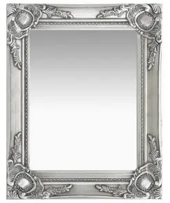 vidaXL Wall Mirror Baroque Style 50×40 cm Silver