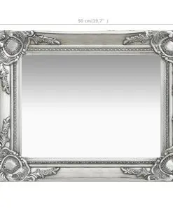 vidaXL Wall Mirror Baroque Style 50×40 cm Silver