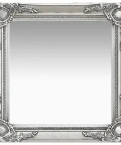 vidaXL Wall Mirror Baroque Style 50×50 cm Silver