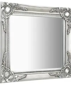 vidaXL Wall Mirror Baroque Style 50×50 cm Silver