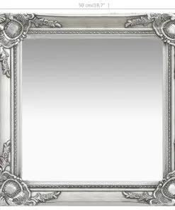 vidaXL Wall Mirror Baroque Style 50×50 cm Silver