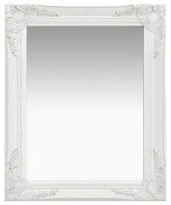 vidaXL Wall Mirror Baroque Style 50×60 cm White