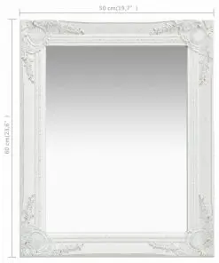 vidaXL Wall Mirror Baroque Style 50×60 cm White