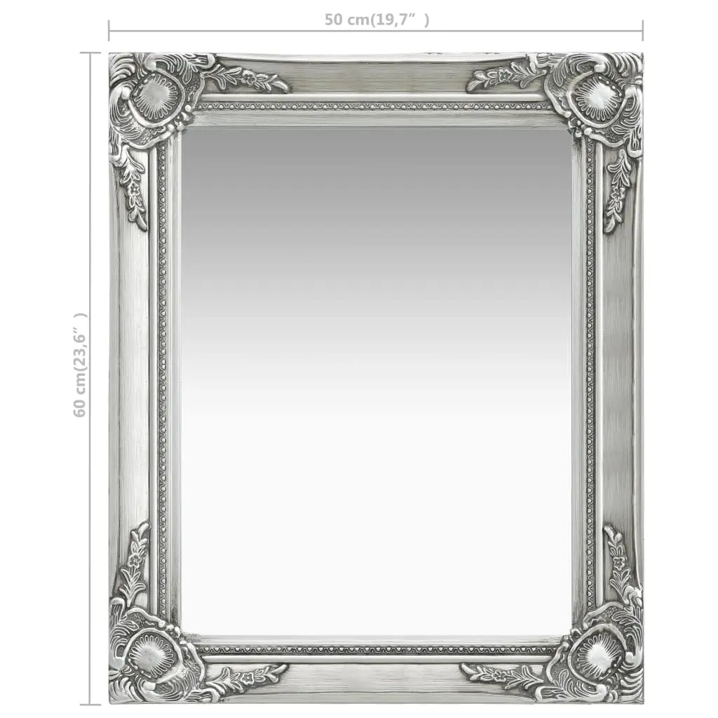 vidaXL Wall Mirror Baroque Style 50×60 cm Silver